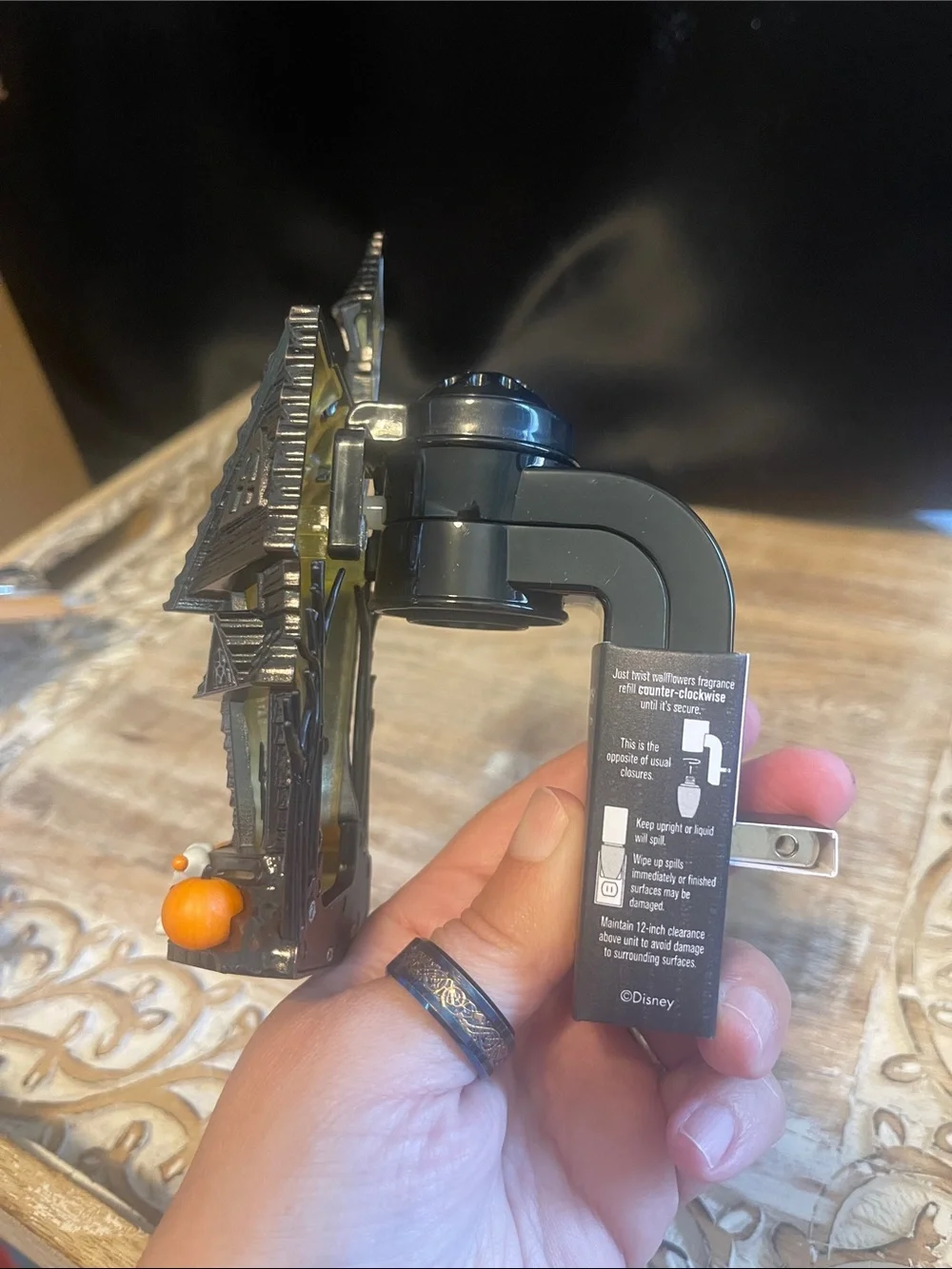 Disney Black Haunted House Lantern with Orange Pumpkin Wallflower